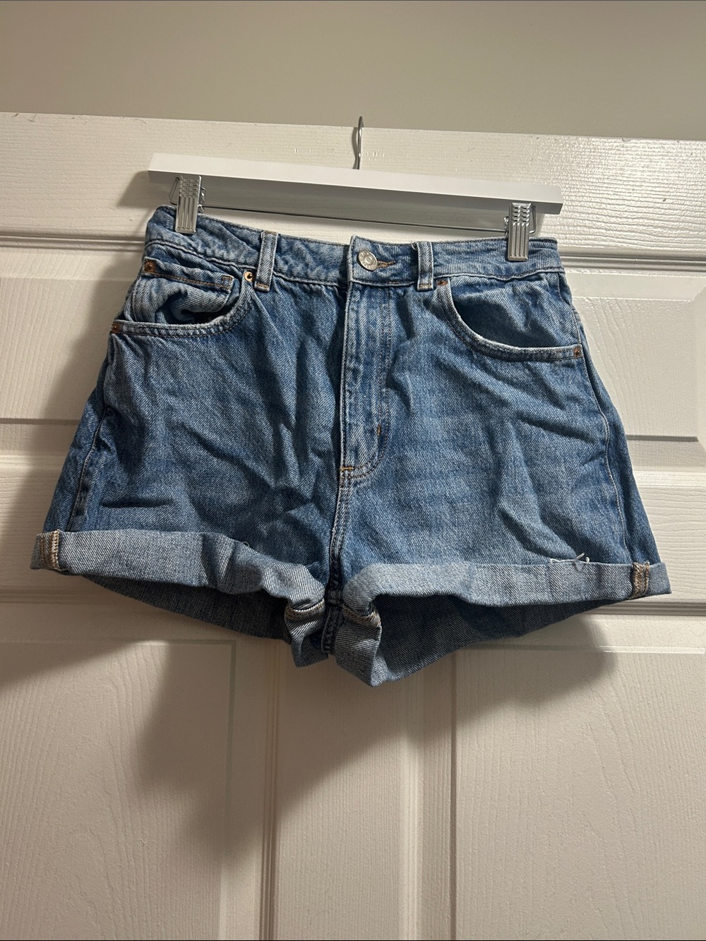 Garage Light Blue Rolled Hem Denim Shorts